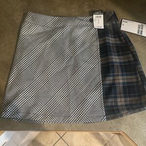 Almost Famous Blue and Black Asymmetrical A-line Mini Skirt